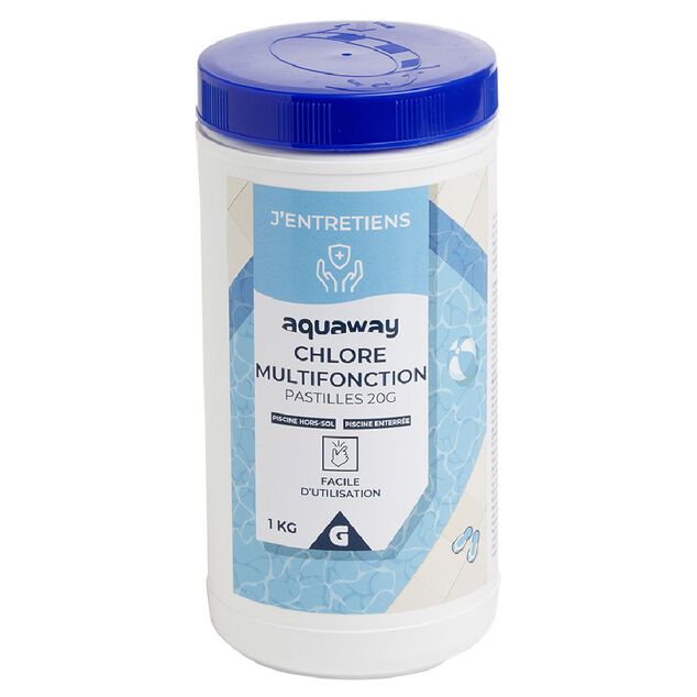 Chlore multifonction piscine pastilles 20g Aquaway 1kg