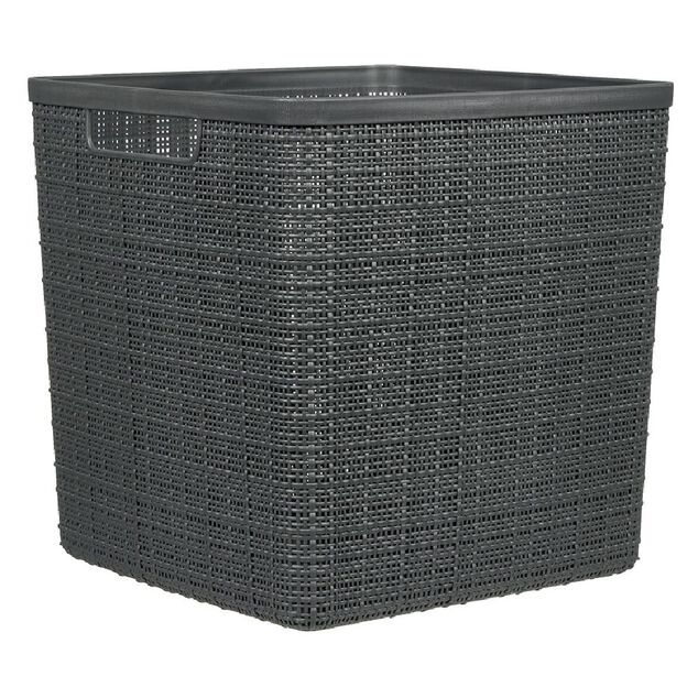 Pani&egrave;re Box Cube effet jute 17L 27x27x27cm gris