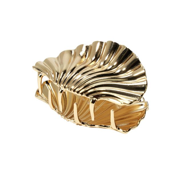 Pince à cheveux forme coquillage métal doré