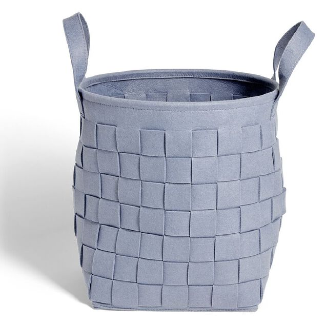 Panier &agrave; linge 29L feutrine bleu &Oslash;32xH36cm