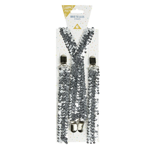 Bretelles à sequins dorées ou argentées L70x2cm - 2 modèles