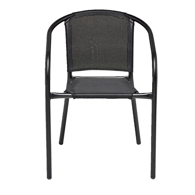 Chaise de jardin Mac&eacute;o acier et textil&egrave;ne noir 54xP57xH75cm