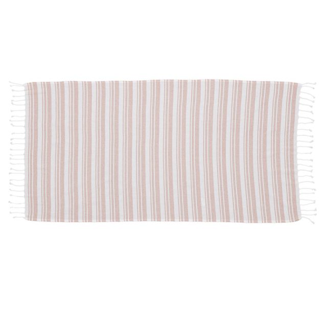 Sac de plage avec fouta &agrave; rayures 90x170cm (2 mod&egrave;les bleu ou rose)
