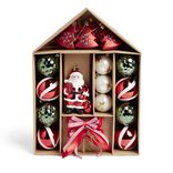 Kit décoration sapin de Noël traditionnel rouge et vert 20 pièces