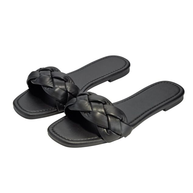 Sandales femme tressées simili noir 37/38
