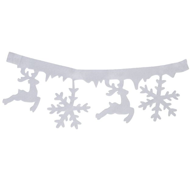 Guirlande feutrine motif renne et flocon blanc 1,8 m