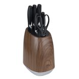 Coffret couteaux x5 avec ciseaux x1 et support rangement effet bois
