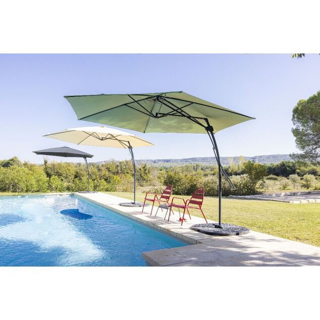 Parasol d&eacute;port&eacute; Malaga &Oslash;345xH245cm taupe