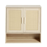 Meuble haut en bois 1 niche 2 portes cannage 60xP20xH60cm