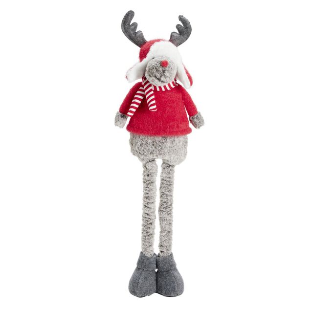 D&eacute;coration de No&euml;l &agrave; poser renne mignon avec jambe extensible 20x17xH48&agrave;68cm