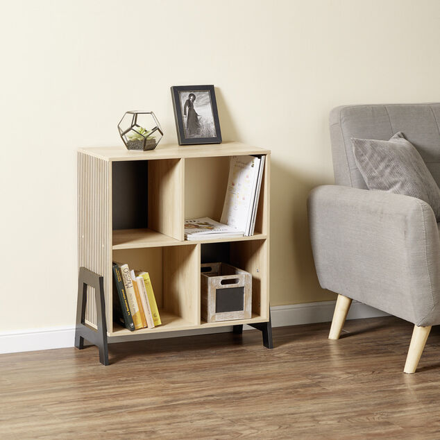 Biblioth&egrave;que Vivien 4 cases en bois 63x29,5xH70,5cm