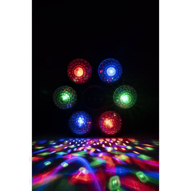 Jeu de lumi&egrave;re 6 boules disco RGB 3 programmes 24x22,8cm
