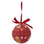 Boule de No&euml;l rouge motif pain d &eacute;pices