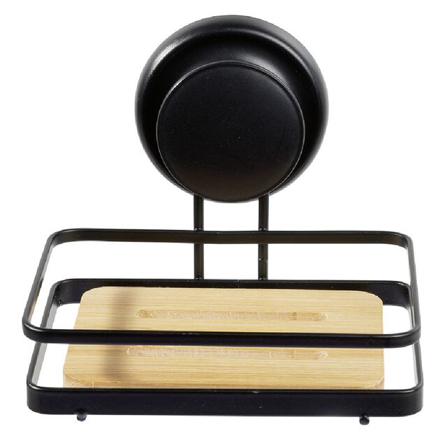 Porte savon bambou m&eacute;tal noir