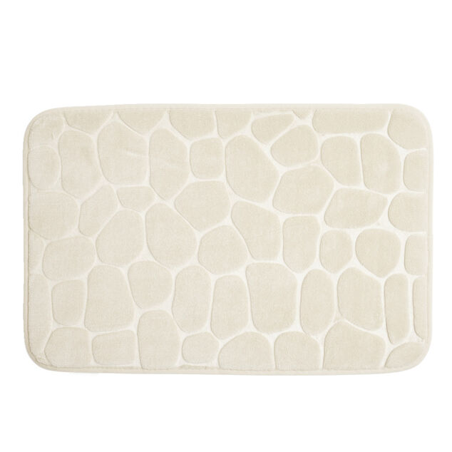 Tapis salle de bain motif galet beige 40x60cm