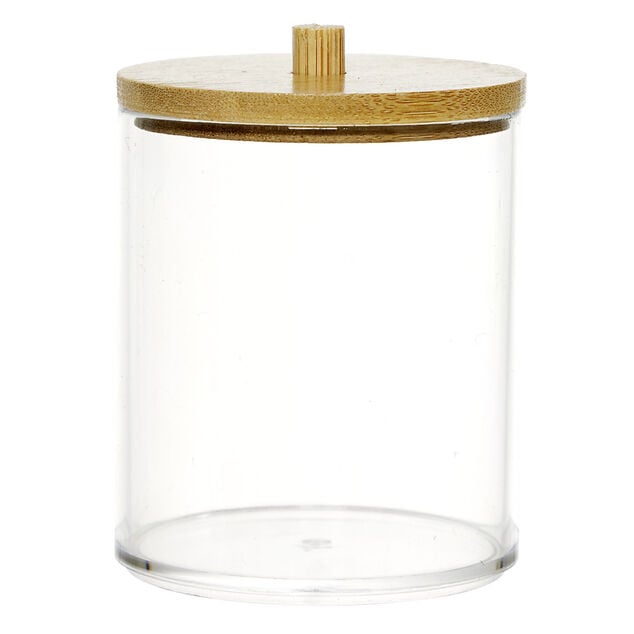Pot de rangement pour coton tige avec couvercle bambou &Oslash;6,5xH9,5cm