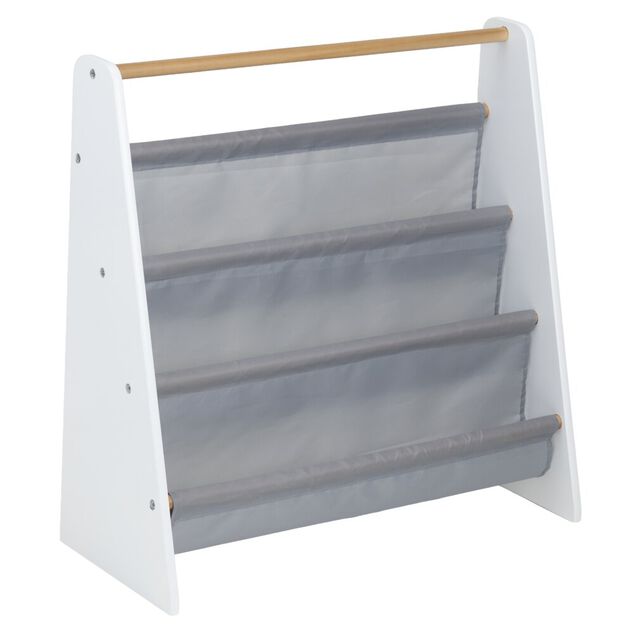 Biblioth&egrave;que enfant Dream bois blanc et tissu gris 60x25xH60cm