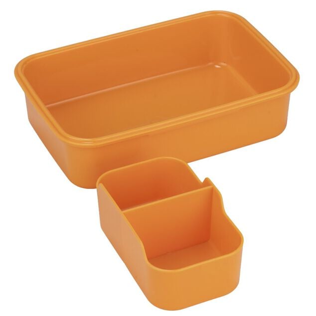 Lunch box plastique 800ml avec s&eacute;parateur lignes ondul&eacute;es 13x18xH6cm (2 mod&egrave;les)