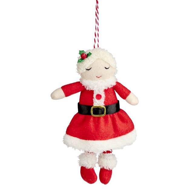 Personnage de No&euml;l &agrave; suspendre feutrine rouge et blanc (3 mod&egrave;les)