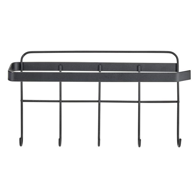 Porte torchon mural 5 crochets métal noir 24x16xH13cm