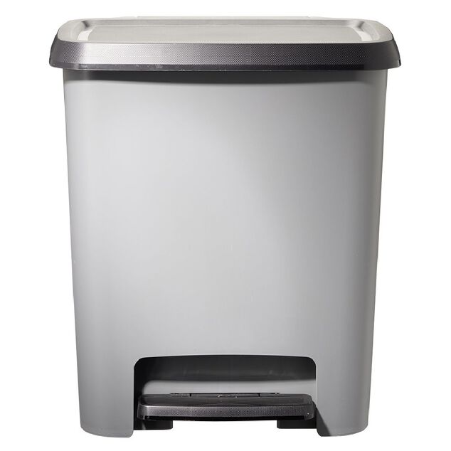 Poubelle &agrave; p&eacute;dale plastique gris 25L