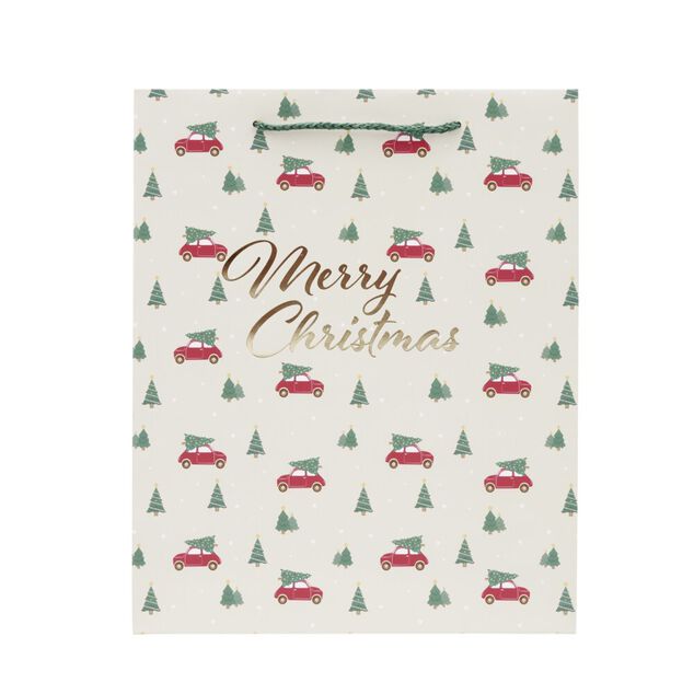 Sac cadeau No&euml;l fantasia motif traditionnel 26x9xH32cm (2 mod&egrave;les)