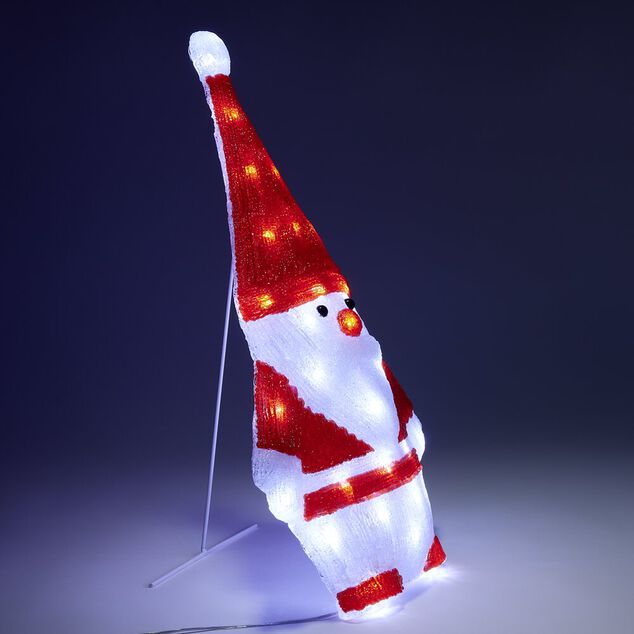 P&egrave;re No&euml;l 2D lumineux 30LED acrylique rouge et blanc H51 cm
