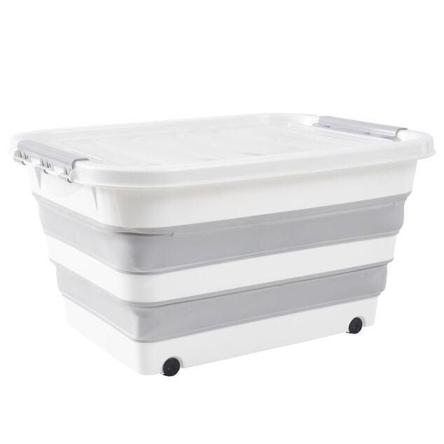 Box de rangement pliable 30L &agrave; roulettes 52x39xH29cm