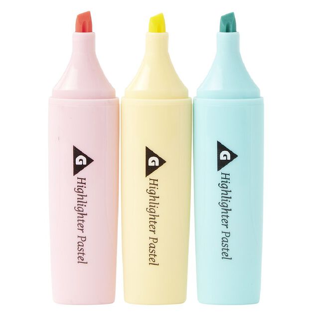 Surligneurs x3 ABS bleu, jaune et rose