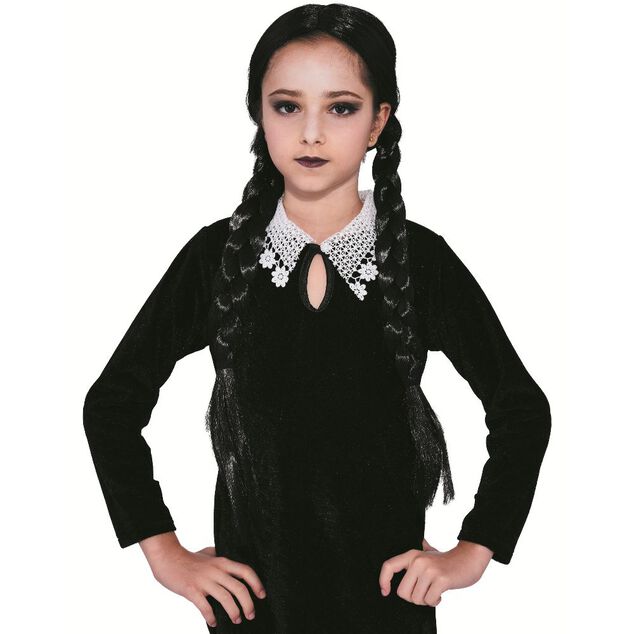 Perruque Halloween Wednesday noir L50cm