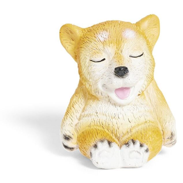 Figurine chiot endormi plastique gris H.6,5cm