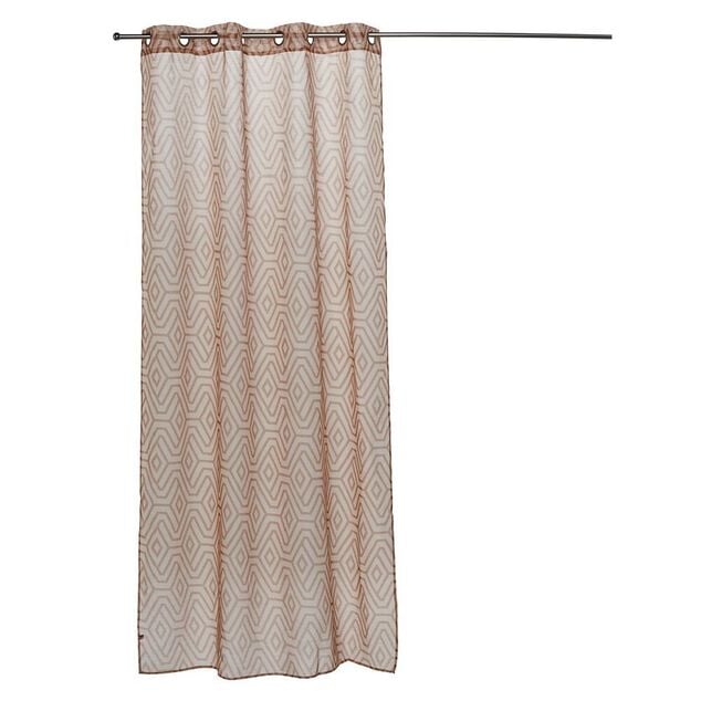 Voilage beige imprim&eacute; orange 100% polyester 140x240cm
