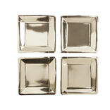 Plateau de pr&eacute;sentation carr&eacute; x4 en carton m&eacute;tallis&eacute; dor&eacute; 23x23cm