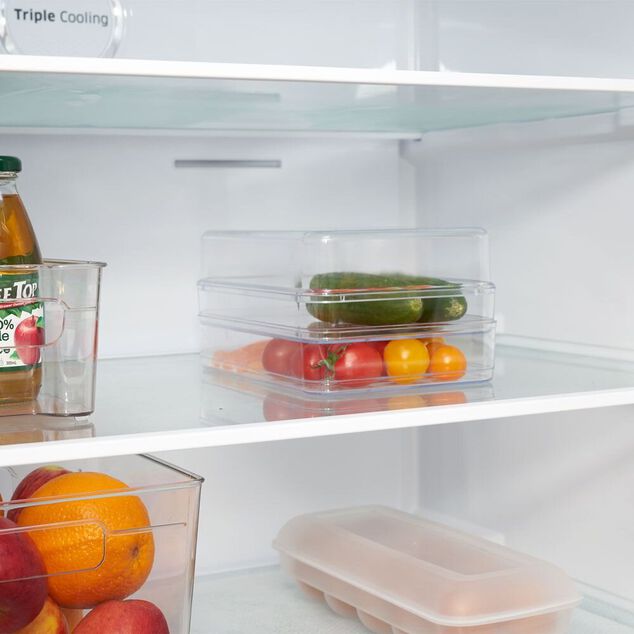 Bo&icirc;te transparente &agrave; 2 niveaux pour frigo 2,5L - L.21,5x14,5xH10,5cm