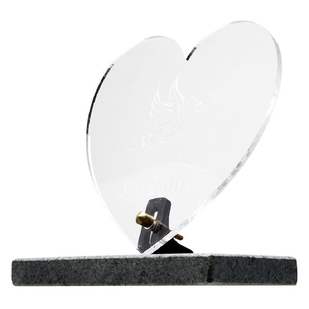 Plaque fun&eacute;raire coeur transparent