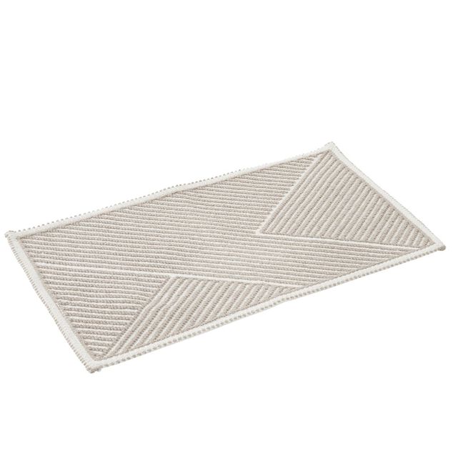 Tapis salle de bain coton relief rayure beige 80x50cm