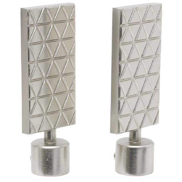 Embout tringle à rideau Ø20mm gravure géométrique aluminium brossé x2