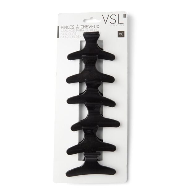 Lot de 6 pinces &agrave; cheveux plastique noir