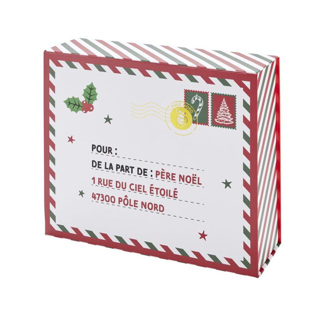 Bo&icirc;te cadeau No&euml;l pliable fermeture magn&eacute;tique "De la part de" 30x35cm