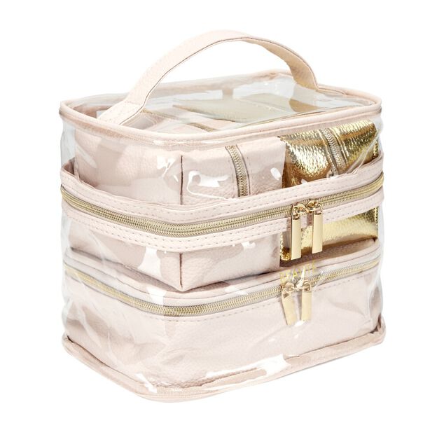 Trousse de toilette 2 compartiments + 3 trousses 22x15xH13cm (3 mod&egrave;les)