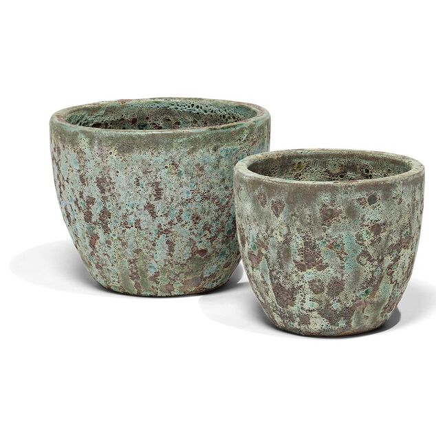 Pot argile &eacute;maillage vert et marron &Oslash;36cm