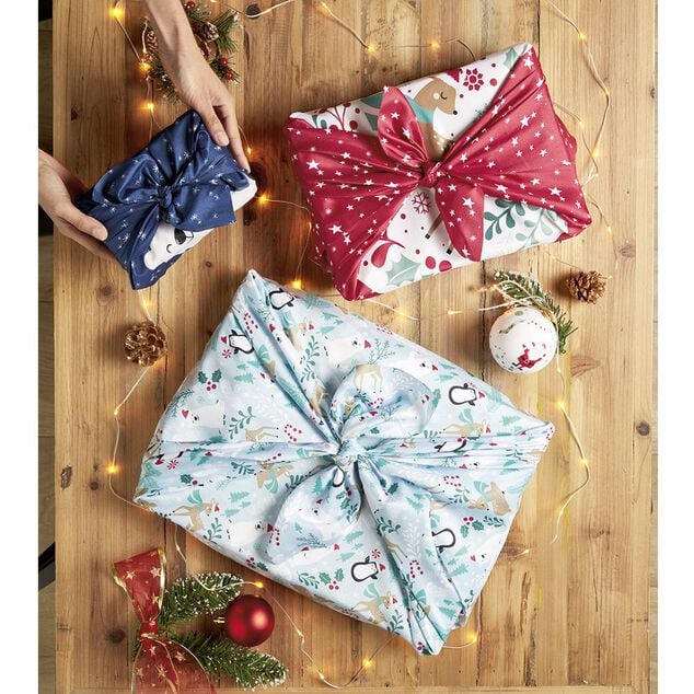Furoshiki Tissu d'emballage r&eacute;utilisable x5