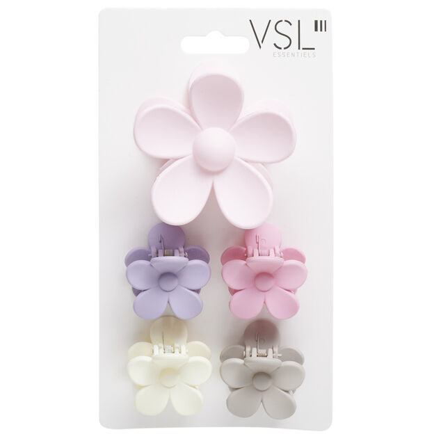 Pince &agrave; cheveux forme fleur x5 en plastique color&eacute; (3 mod&egrave;les)