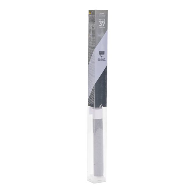 Store enrouleur tamisant gris 37x160cm - cha&icirc;nettes et fixations fournies - 2 syst&egrave;mes de fixation avec ou sans per&ccedil;age