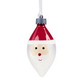 Boule de No&euml;l lumineuse forme P&egrave;re No&euml;l verre blanc et rouge &Oslash;6,5xH12,5cm