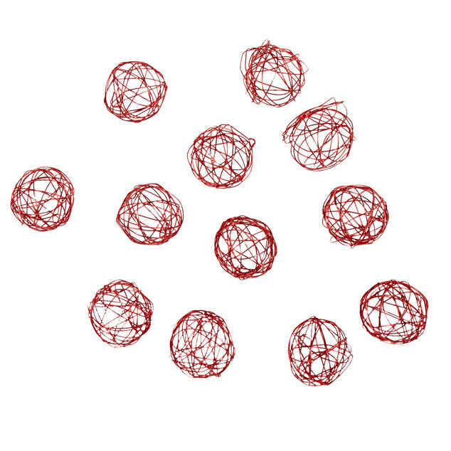 Boule de No&euml;l rouge ajour&eacute;e x 12