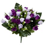 Piquet rose+gypsophile H42 cm violet - Fleur artificielle 42 t&ecirc;tes