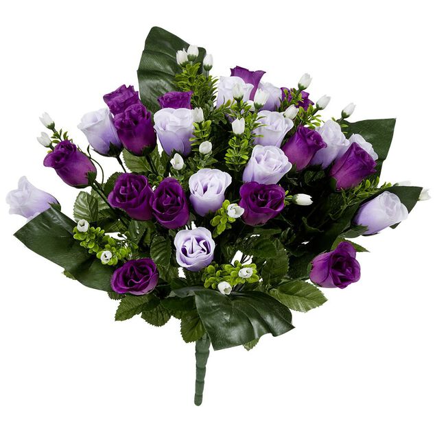 Piquet rose+gypsophile H42 cm violet - Fleur artificielle 42 t&ecirc;tes