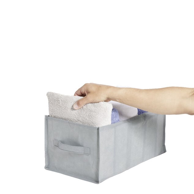 Pani&egrave;re de rangement dressing 5 compartiments gris 44x25xH20cm