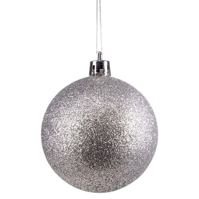 Boule de No&euml;l paillet&eacute;e argent&eacute;e &Oslash;6cm x6